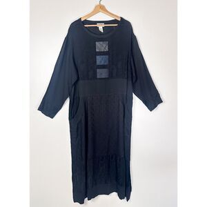 Yasuko Kurisaka Lagenlook Art to Wear Paisley Long Dress Silk Blend Sz L/XL